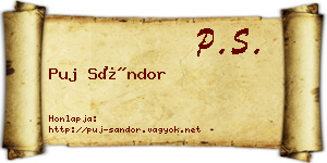 Puj Sándor névjegykártya